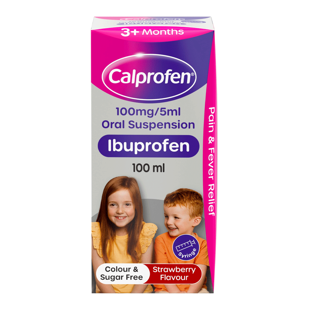 Calprofen Ibuprofen 100mg/5ml Strawberry Syrup 100ml