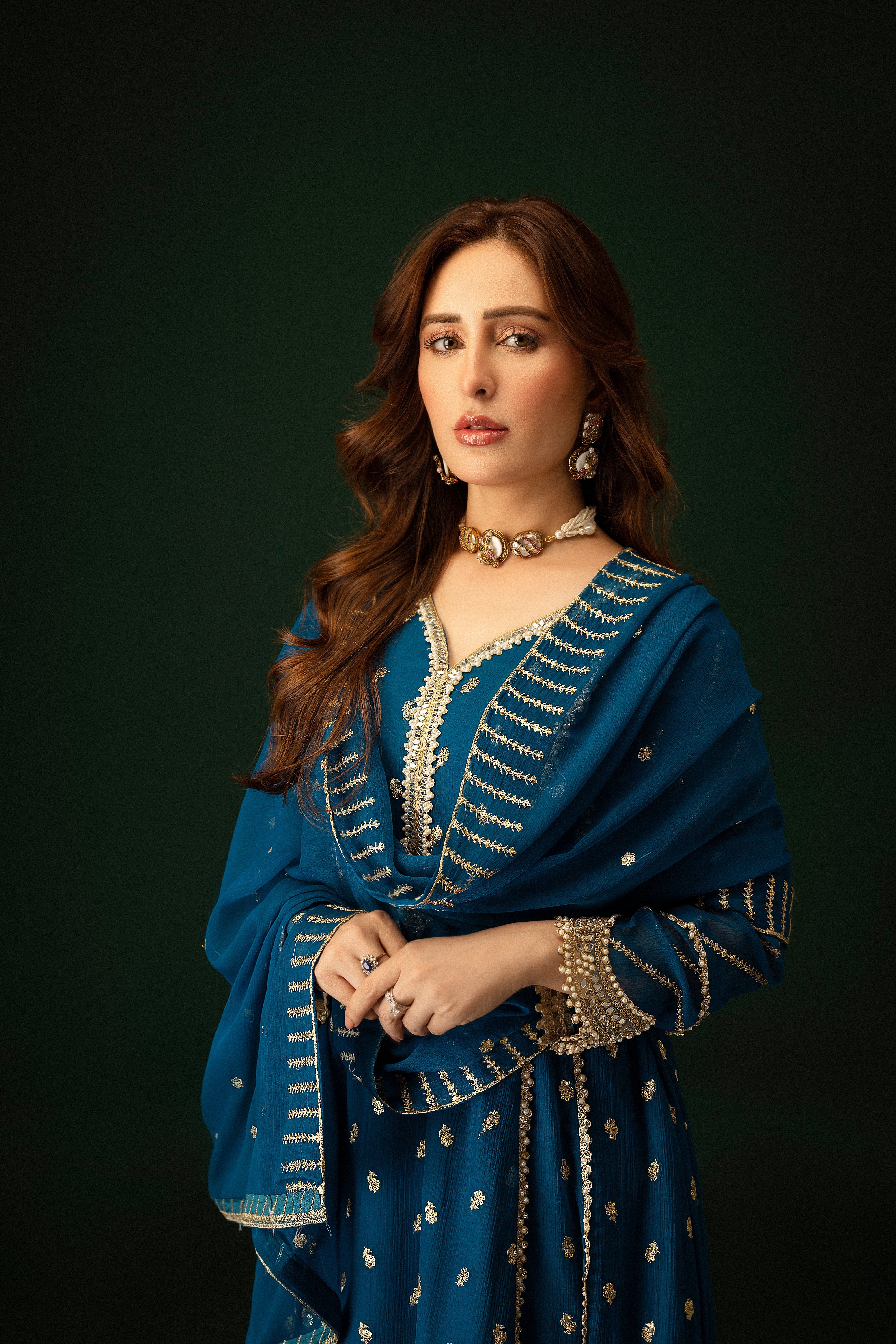 Gulaal By Al Harir Stitched 3 Piece Formals Suit-AH006-Gulaal-Peacock
