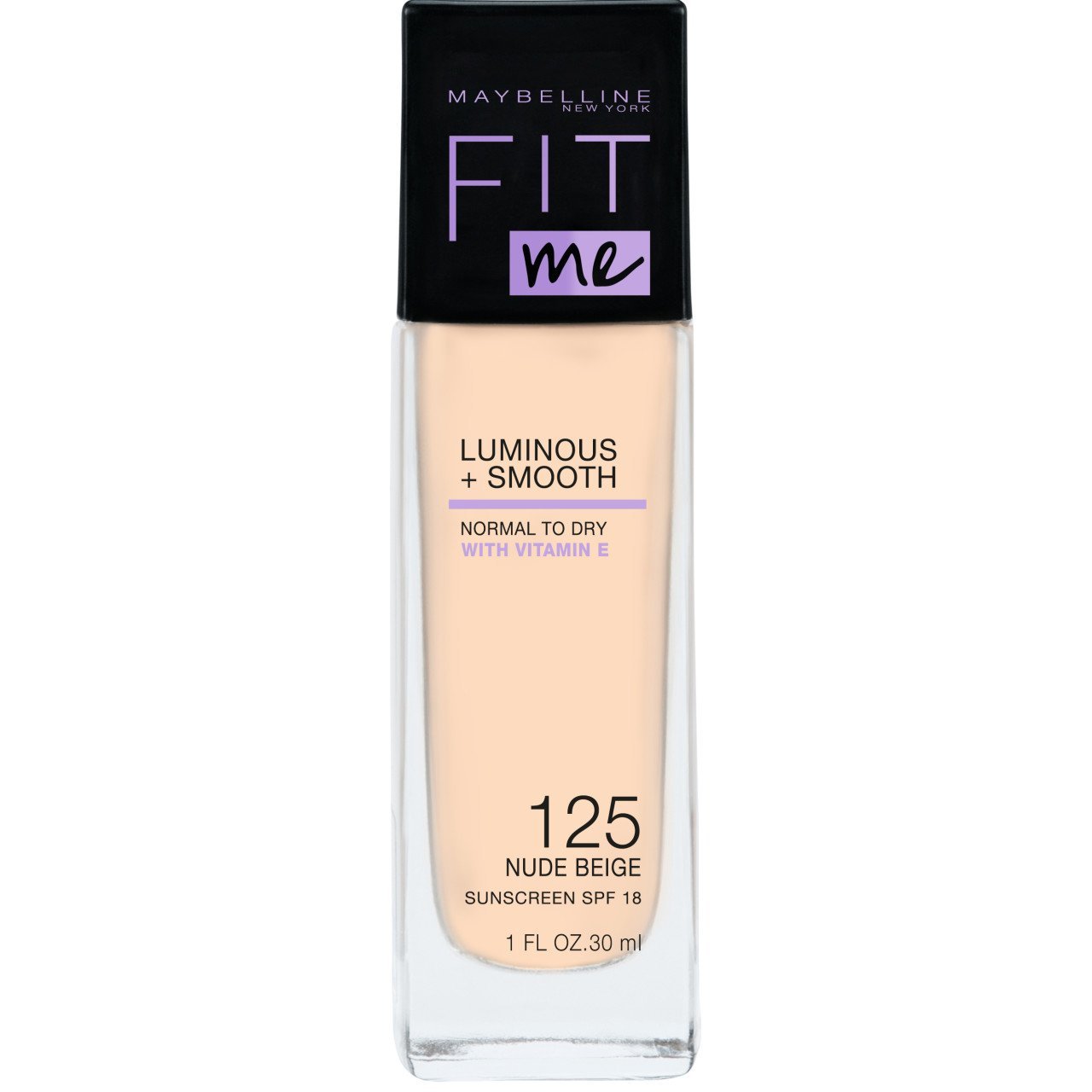 Maybelline New York- Fit Me Luminous Smooth Liquid Foundation - 125 Nude Beige - For Normal to Dry Skin