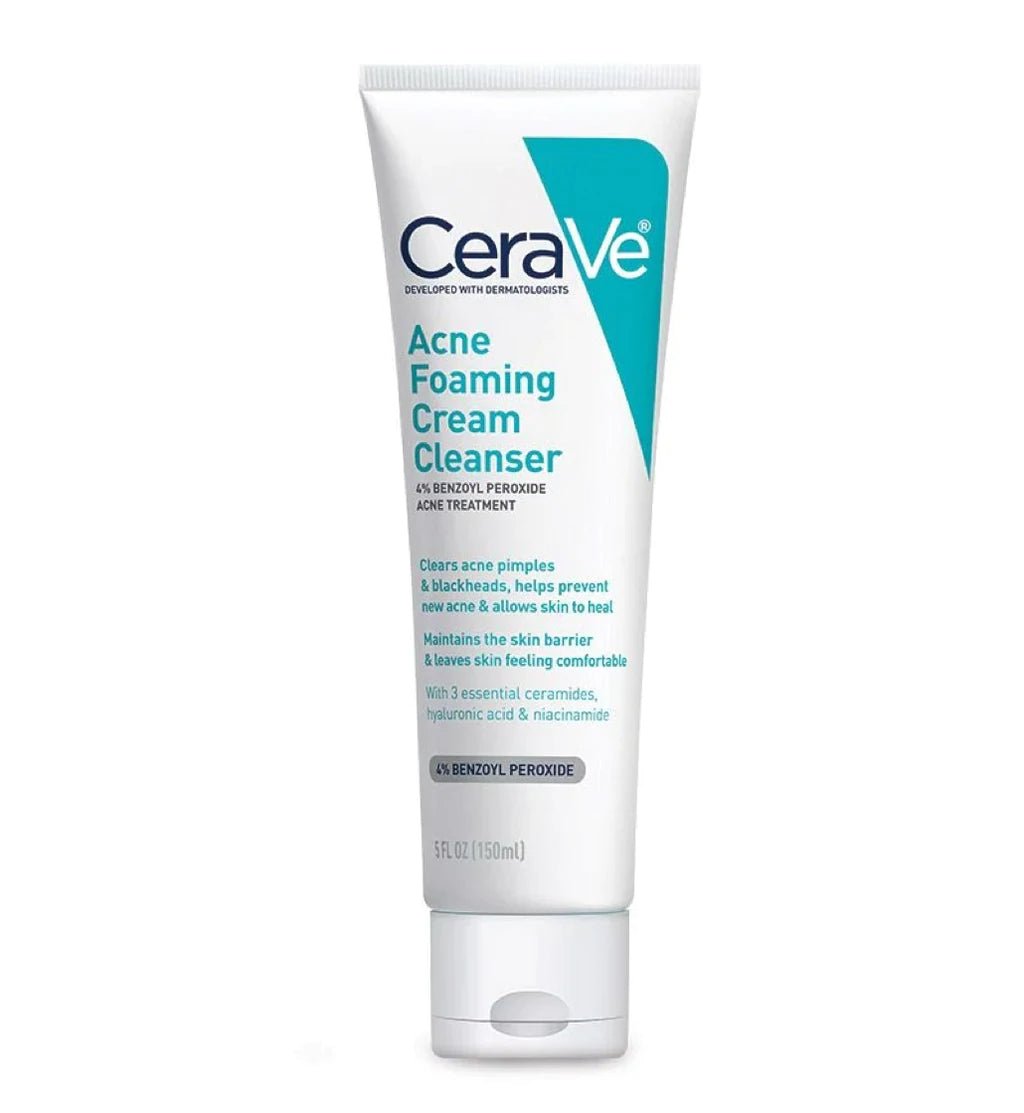 Cerave Acne Foaming Cream Cleanser 4% Benzoyl Peroxide Acne Treatment 150Ml