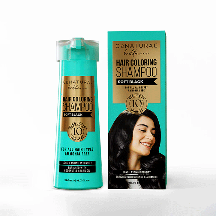 Conatural Hair Coloring Shampoo Soft Black 200ml - Snapcart.pk