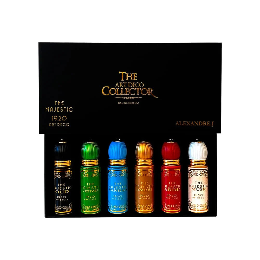 Alexandre J The Majestic ArtDeco Majestic Oud + Vetiver + Vanilla + Amber + Jardin + Musk (6 X 8Ml) Giftset