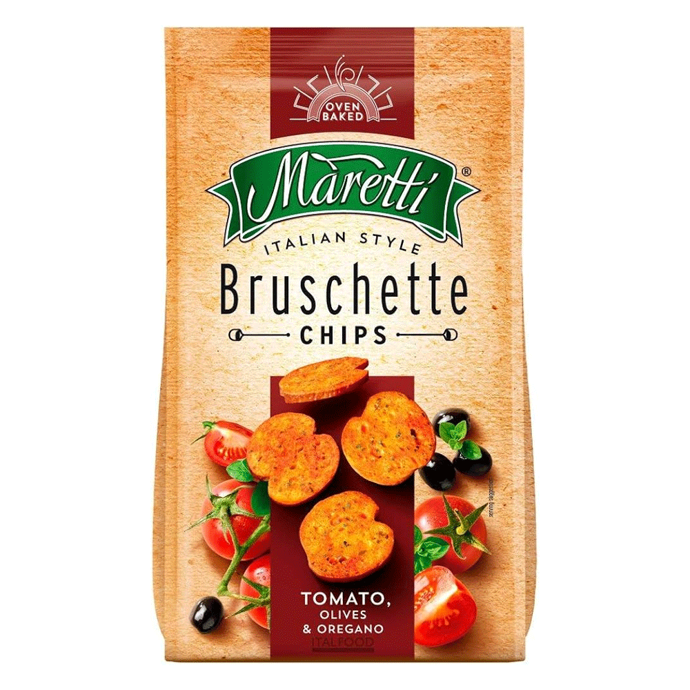 Maretti Bruschette Tomato Olives & Oregano Chips 70g