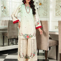 Ahlam By Safa Textile Stitched Co-Ords Lawn Suit-Olive Green & Skin Tone