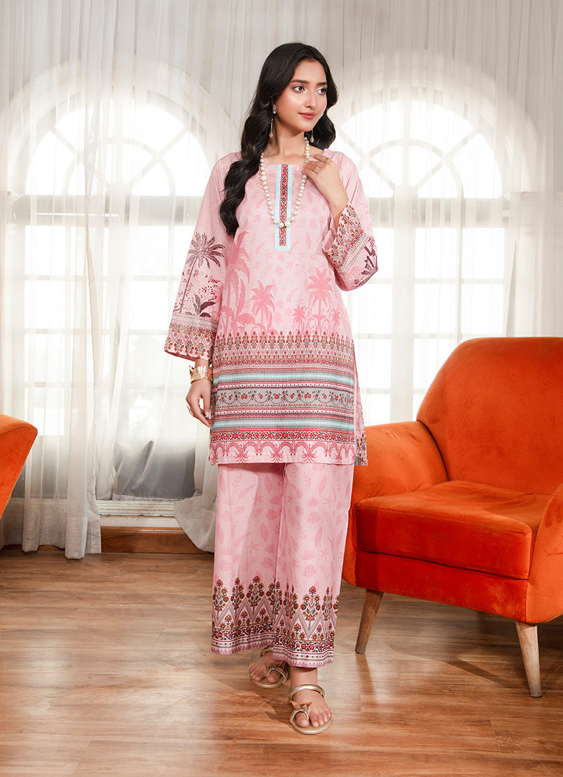 Ahlam By Safa Textile Stitched Co-Ords Lawn Suit-Blush Pink Stylish