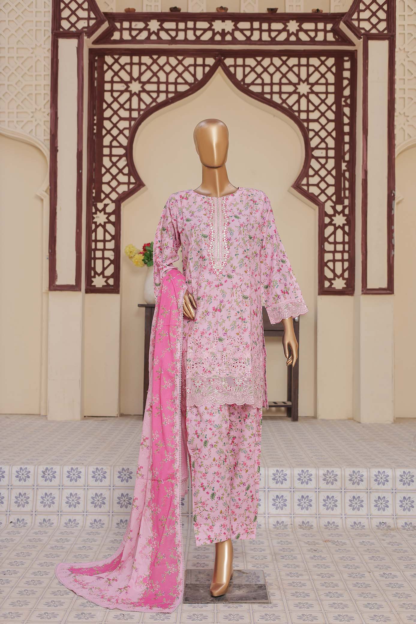 Oswah By Suntex Stitched 3 Piece Emb Chikankari Suit-OS-2563