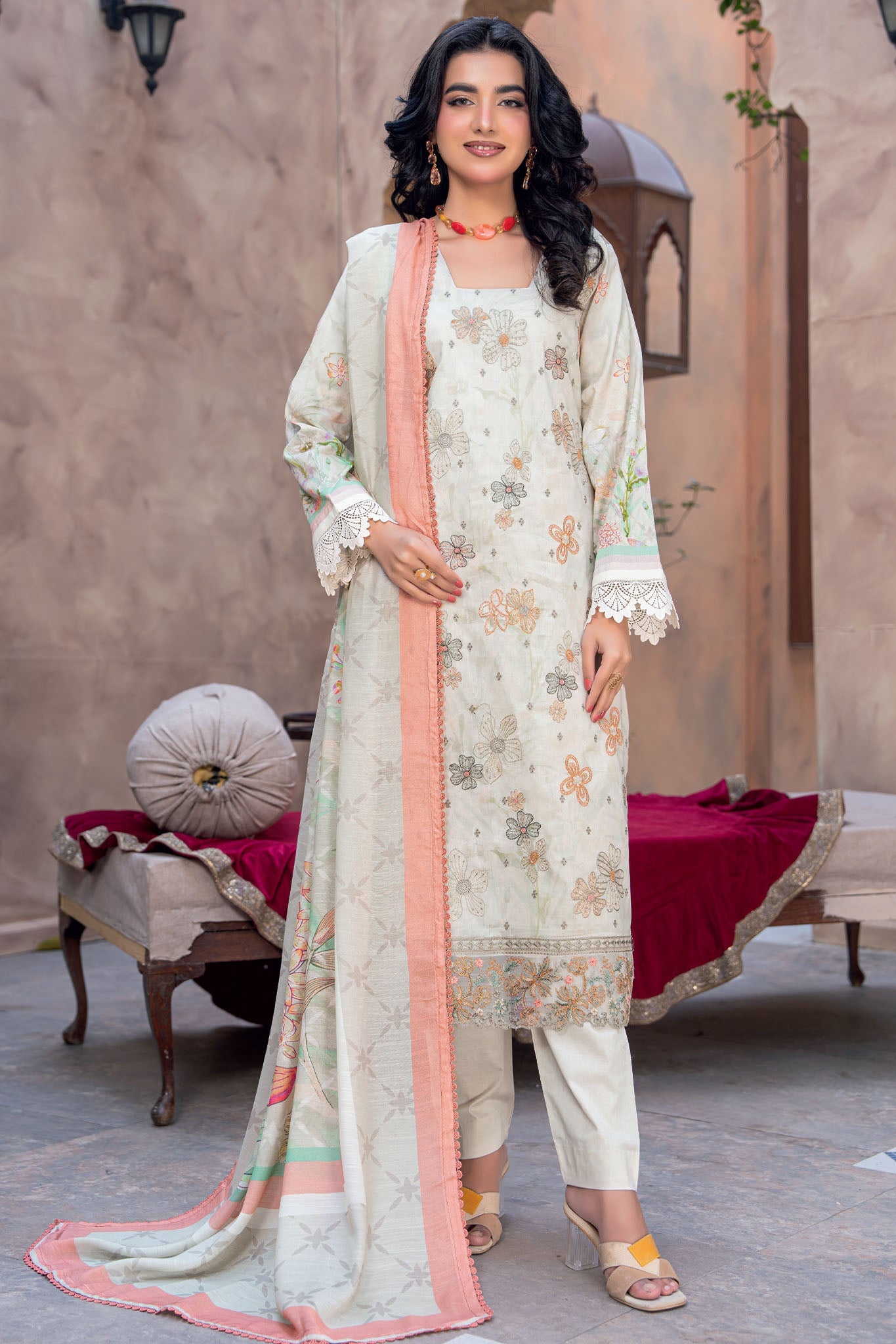 Rut Rang By Riaz Arts Unstitched 3 Piece Digital Print Emb Suit-D-03
