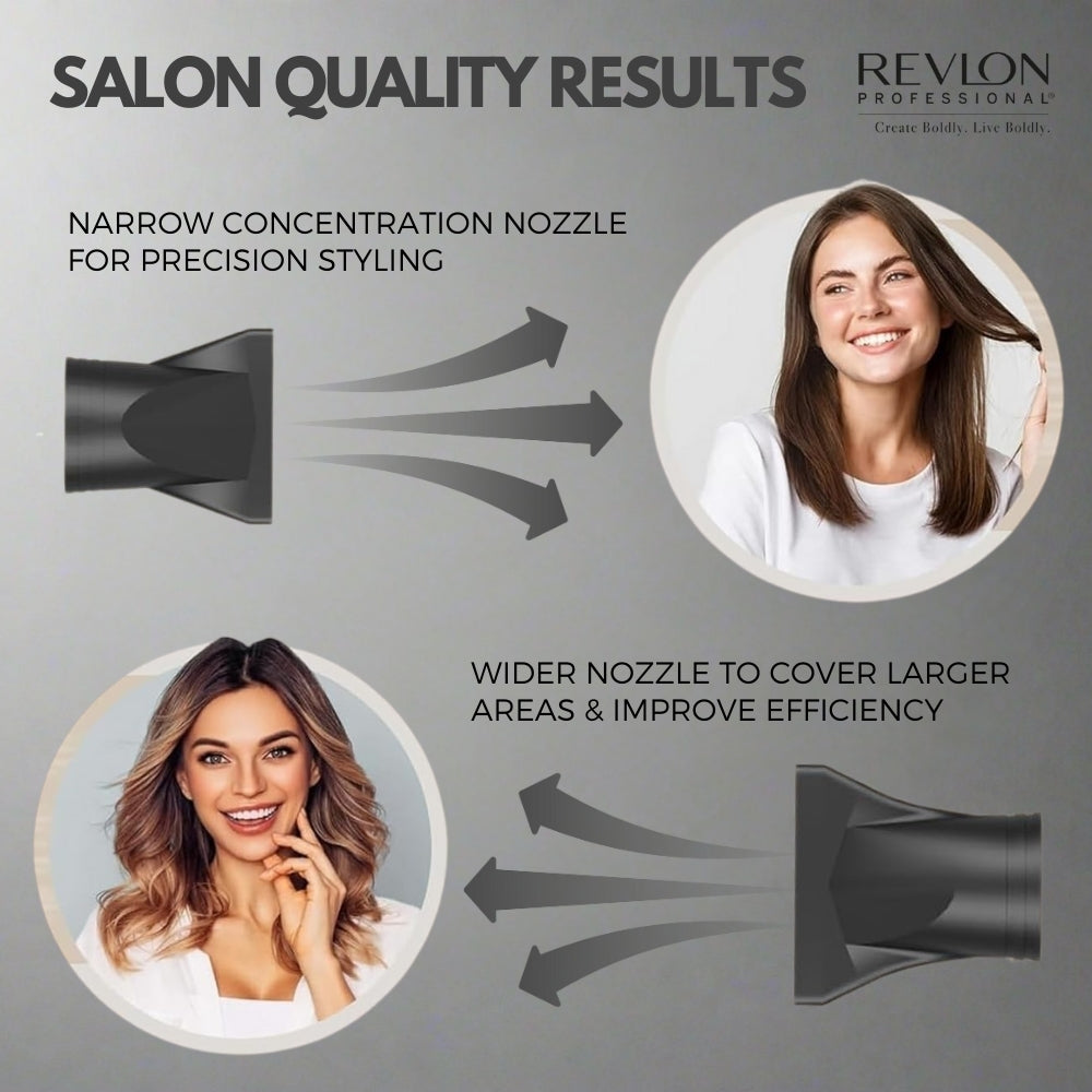 Revlon - Revlon Professional™ Hair Dryer 2200W with 2 Styling Nozzles & Air Diffuser