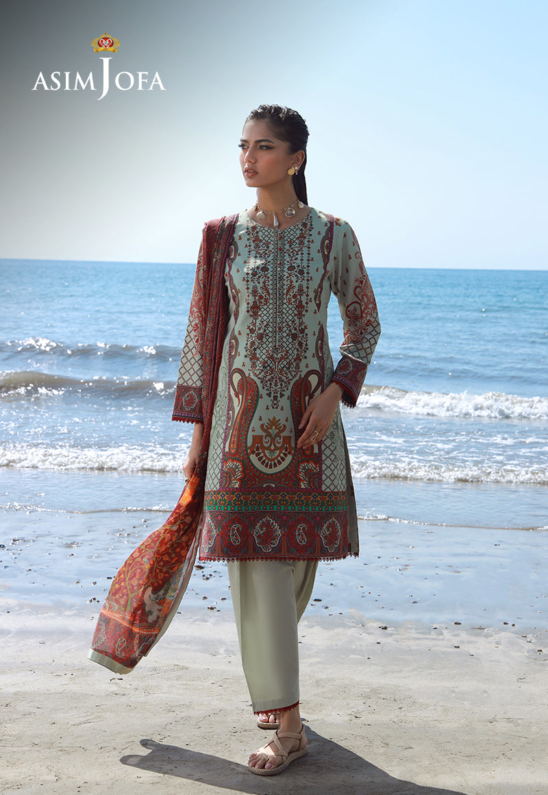Asim Jofa Essential Pret Drop 8 Ajpb-170 Printed Arabic Lawn 3Pcs