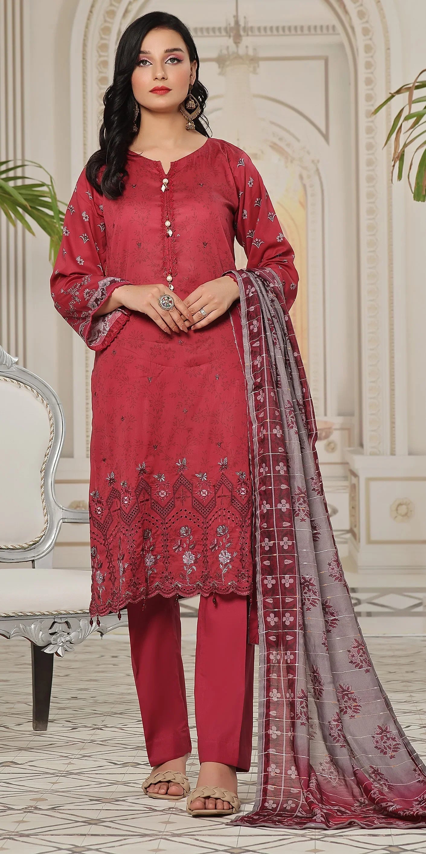 Dressline Un Stitched 3 Pcs Emb Chikankari Digital Printed Lawn Collection