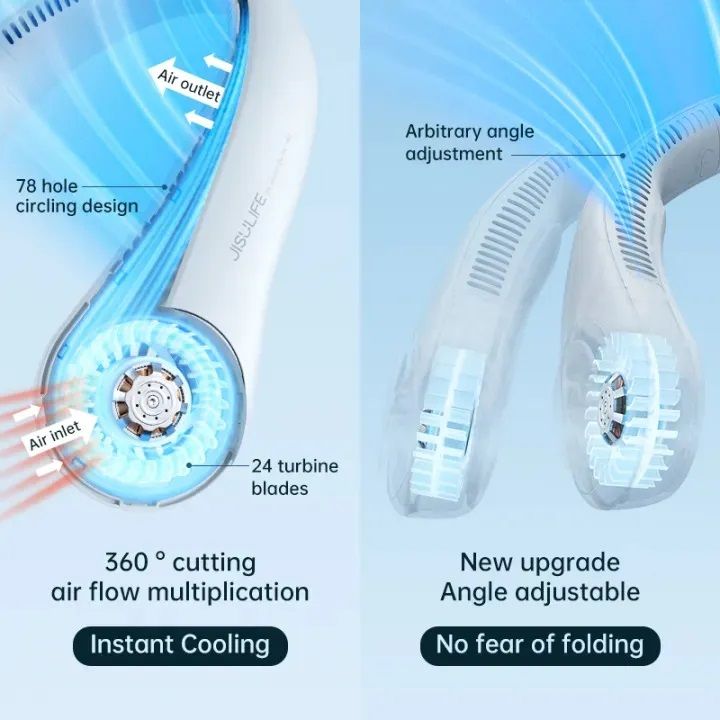Neck Fan Portable Bladeless Fan Rechargeable 360° USB Cooling Fan - My Store