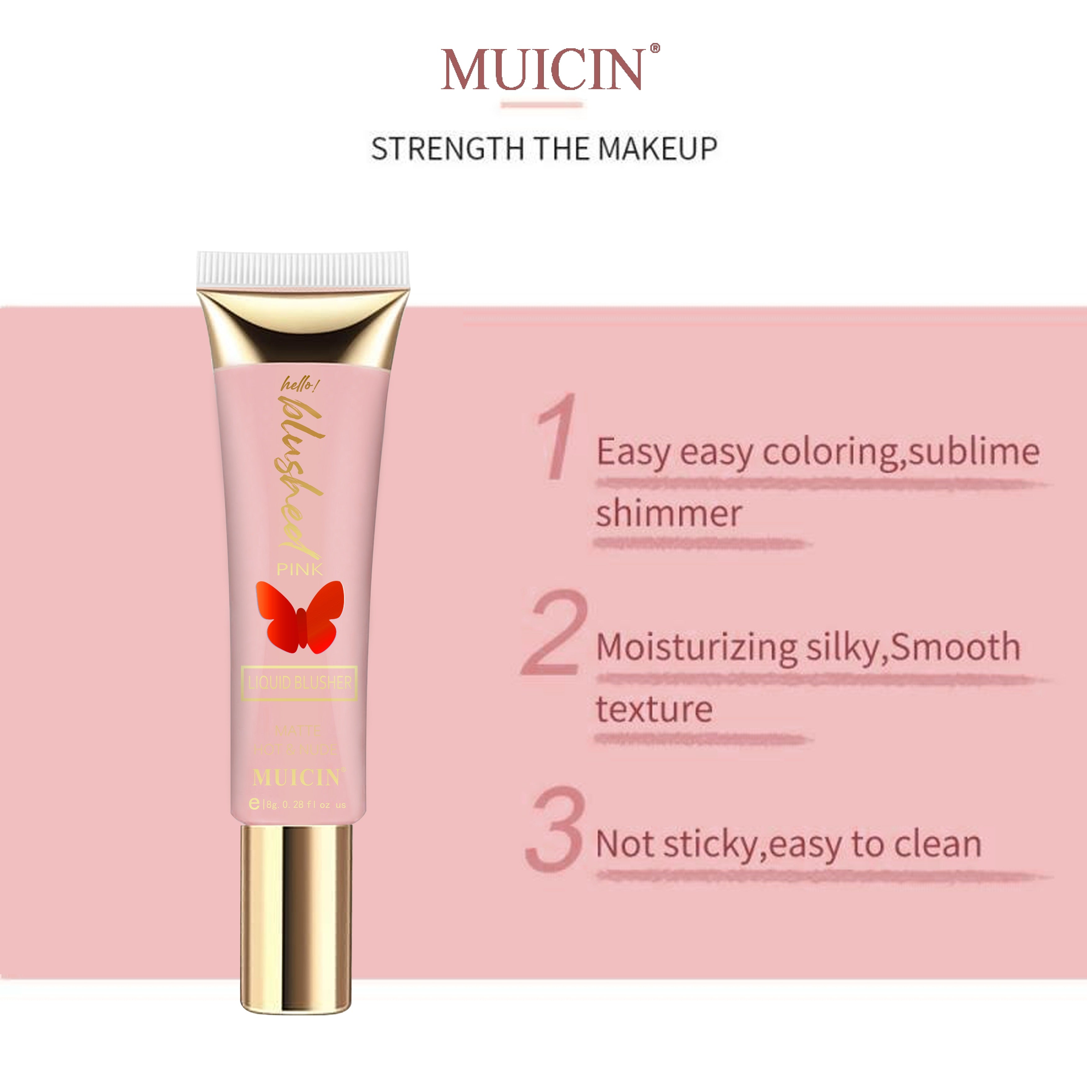MUICIN - Butterfly Pink Blusher Tube - 8g