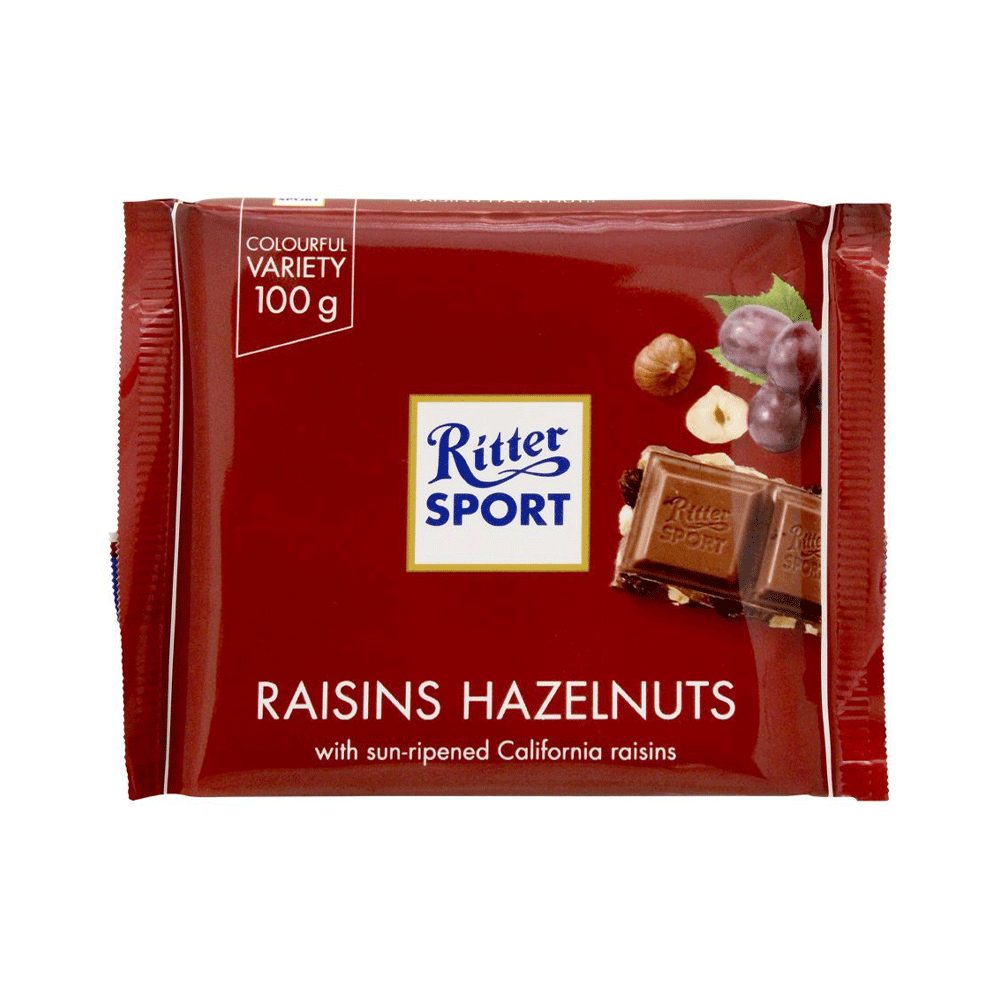 Ritter Sport Raisins Hazelnuts Chocolate 100g - Snapcart.pk