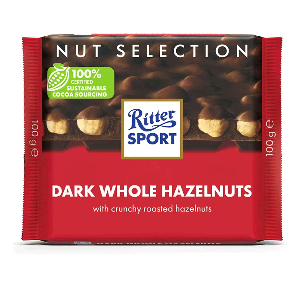 Ritter Sport Dark Whole Hazelnuts Chocolate 100g