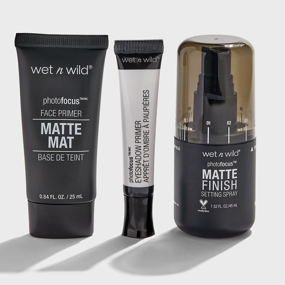 Wet n Wild  Prep & Prime Set Eyeshadow Primer 10Ml+Matte Face Primer 25Ml+Matte Setting Spray 45Ml