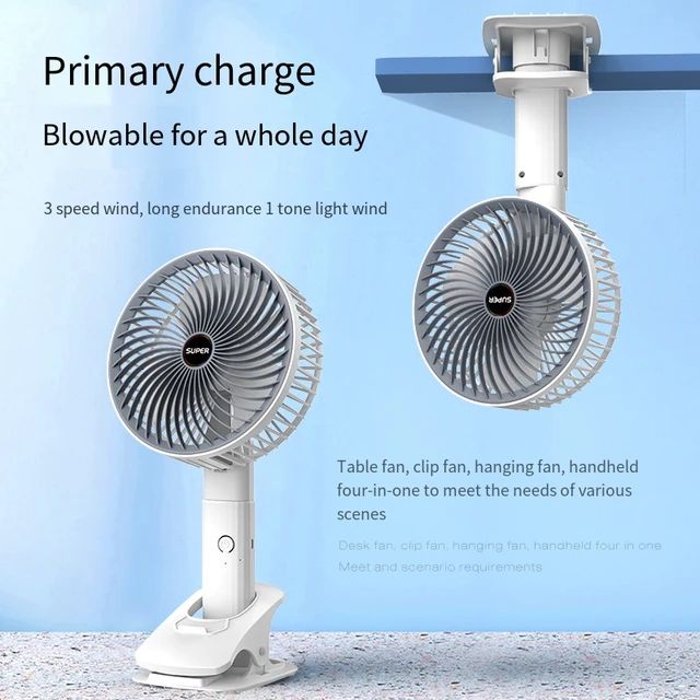 3in1 Rechargeable Clamp Clip 3 Speed Fan (Mobile Holder + Cabinet Clip + Desktop Base) - My Store