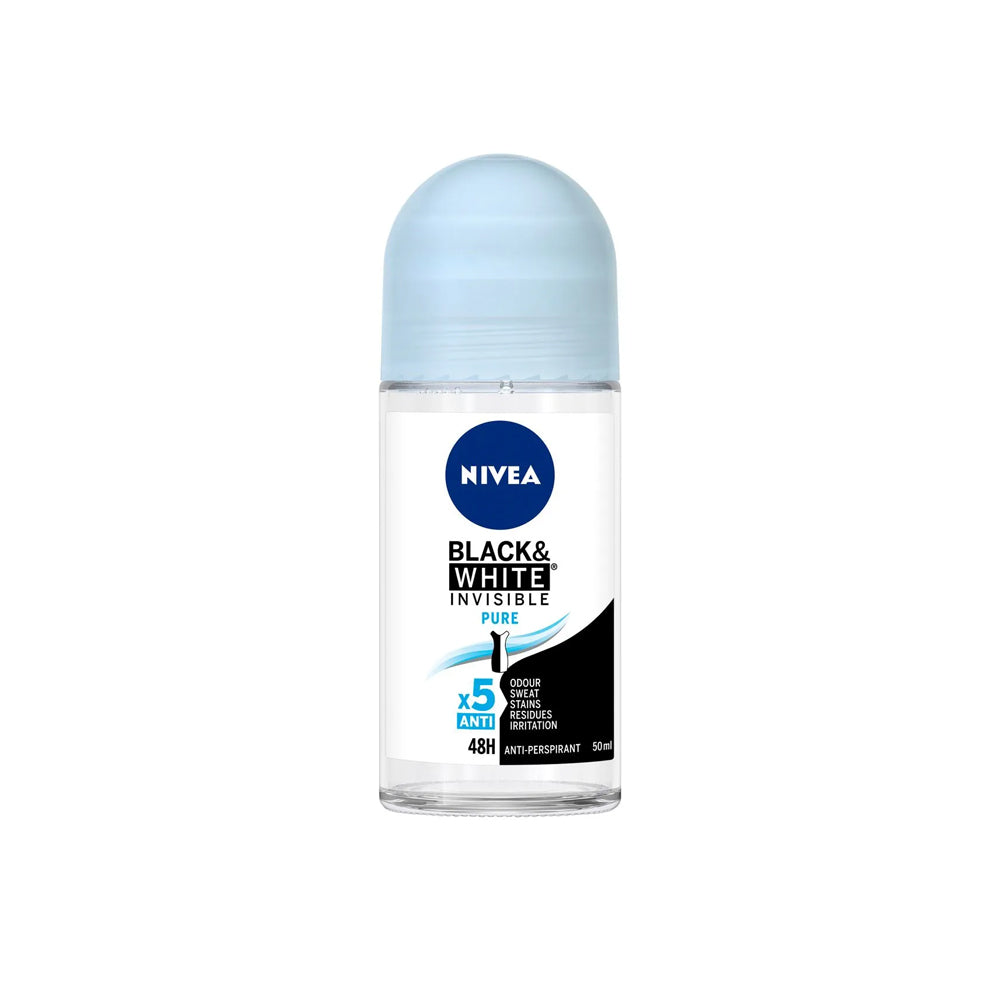 Nivea Black & White Invisible Pure Roll On 50ml - Snapcart.pk