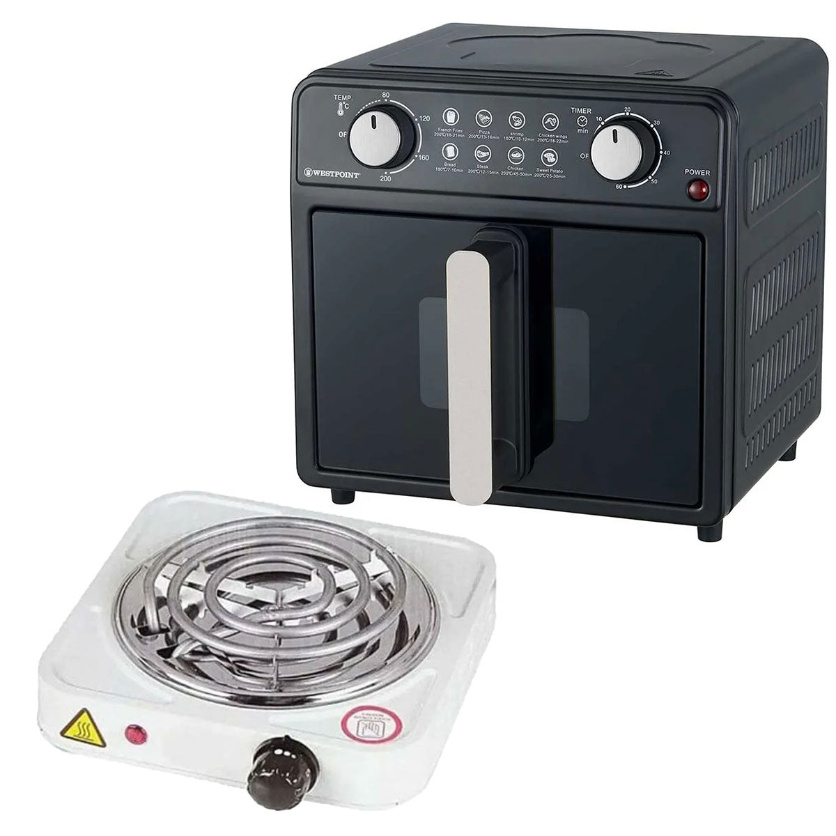 WestPoint Air Fry Food With little 8 Litter or NO oil Filter for Smoke, Non-Stick food basket and pot Easy to Clean 1700W - WF-4256+ Electric Stove/Hot Plate - Snapcart.pk