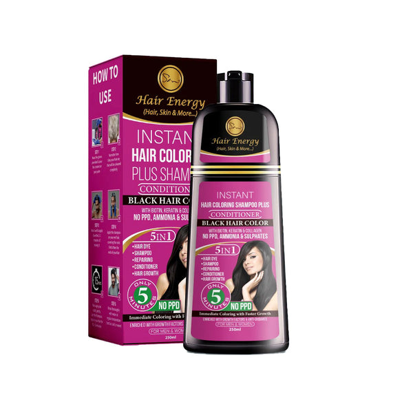Hair Energy Instant Hair Coloring Shampoo+conditioner (black) 250 Ml - Snapcart.pk