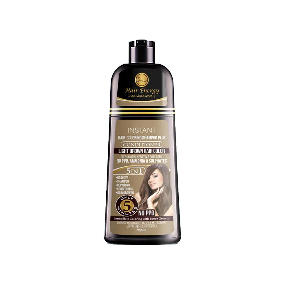 Hair Energy Instant Hair Coloring Shampoo + Conditioner (light Brown Colour ) 250 Ml - Snapcart.pk