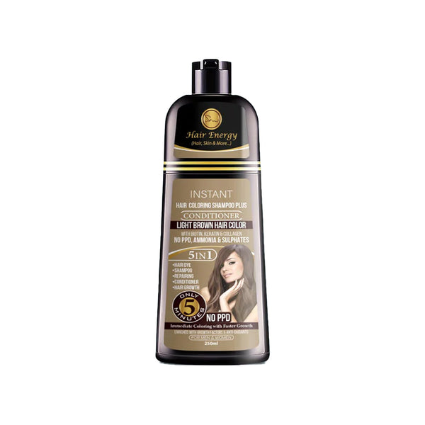 Hair Energy Instant Hair Coloring Shampoo + Conditioner (light Brown Colour ) 250 Ml - Snapcart.pk