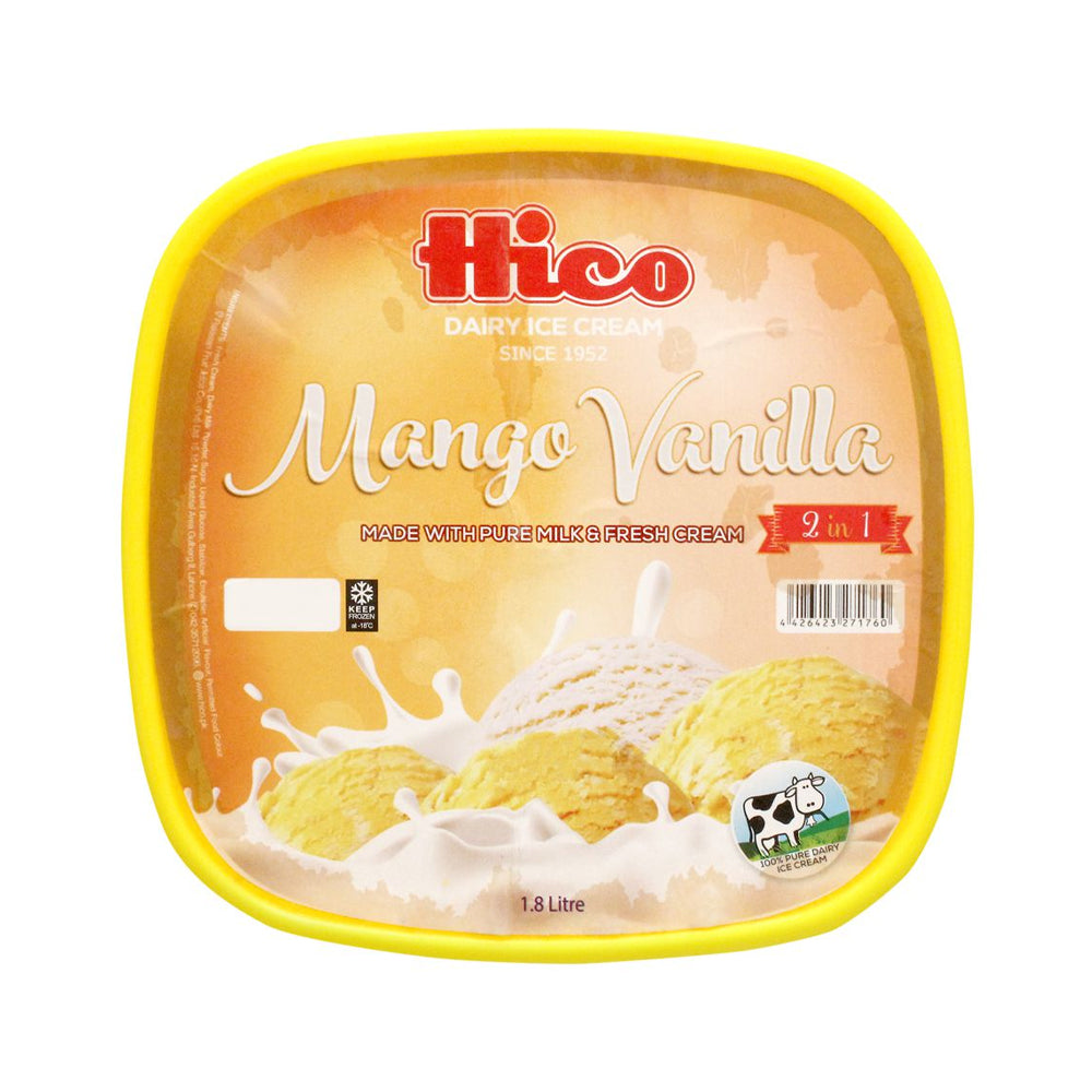 Hico Milk & Fresh Cream Mango Vanilla Ice Creams 1.8ltr - Snapcart.pk