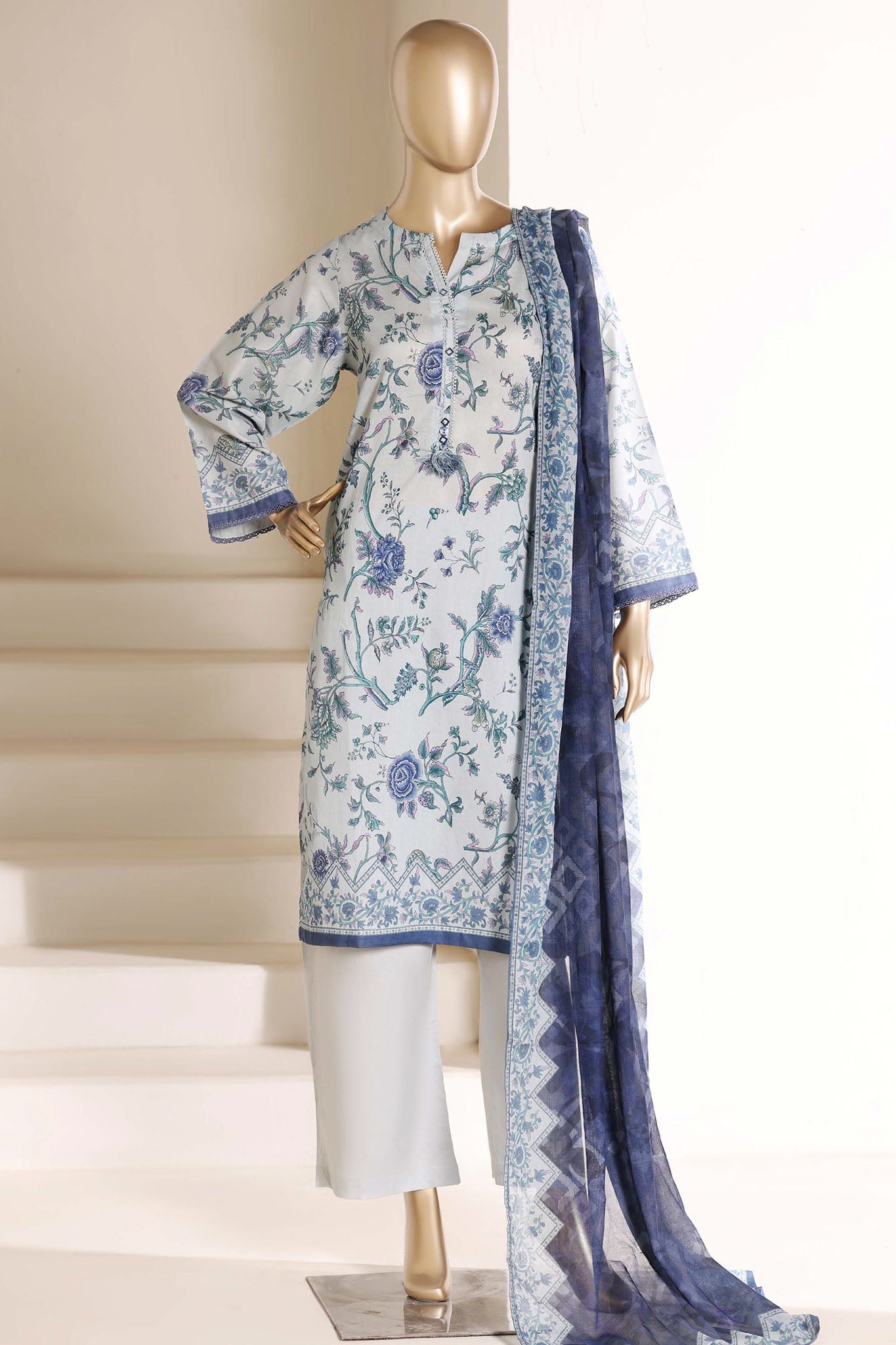Sada Bahar Stitched 3 Piece Printed Lawn Vol-05 Suit-PR-4484 SKY