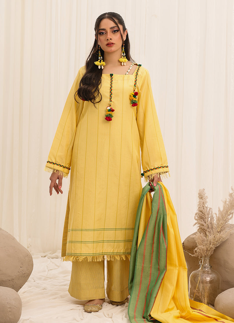 Zlooms 3 Pc Yarn Dyed Unstitched Suit - ZL25-C10-01