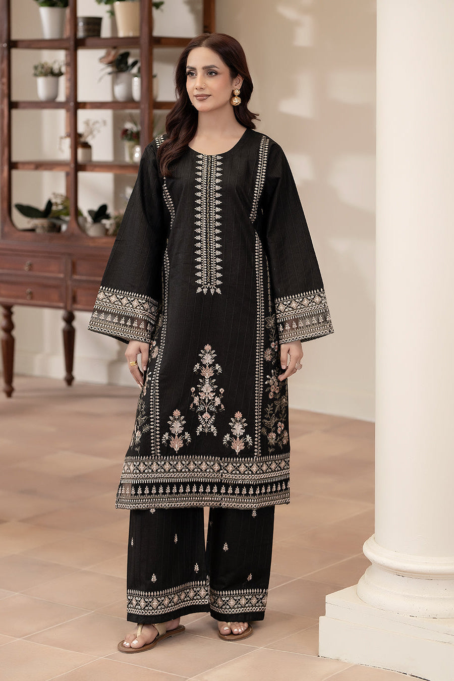 Flutterby Stitched 2 Piece Cotton Satin Winter Collection'2025-Eden-bk