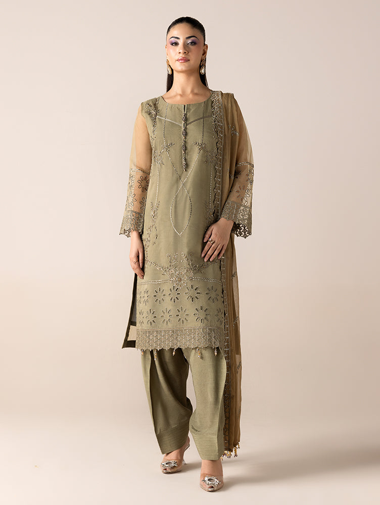 AURAPRET By Zebtan Stitched 3 Piece Luxury Formals Suit-Aurapret-01 | 3 Piece Embroidered Organza Suit