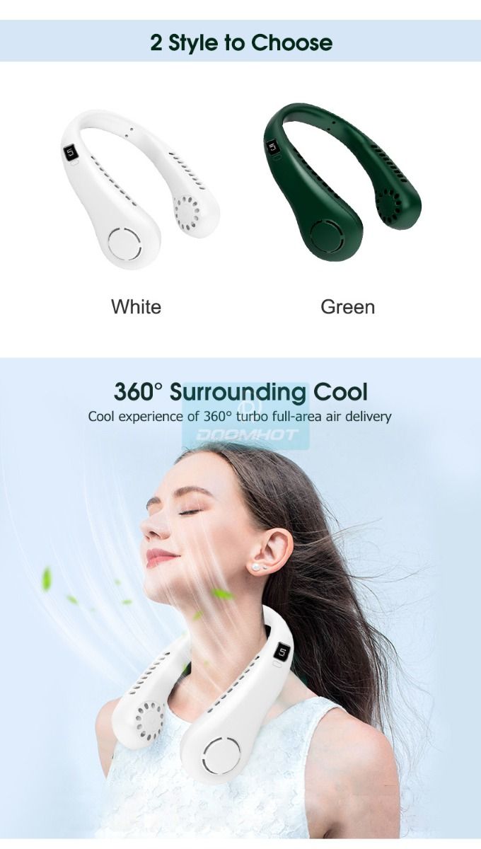 Neck Fan Portable Bladeless Fan Rechargeable 360° USB Cooling Fan - My Store