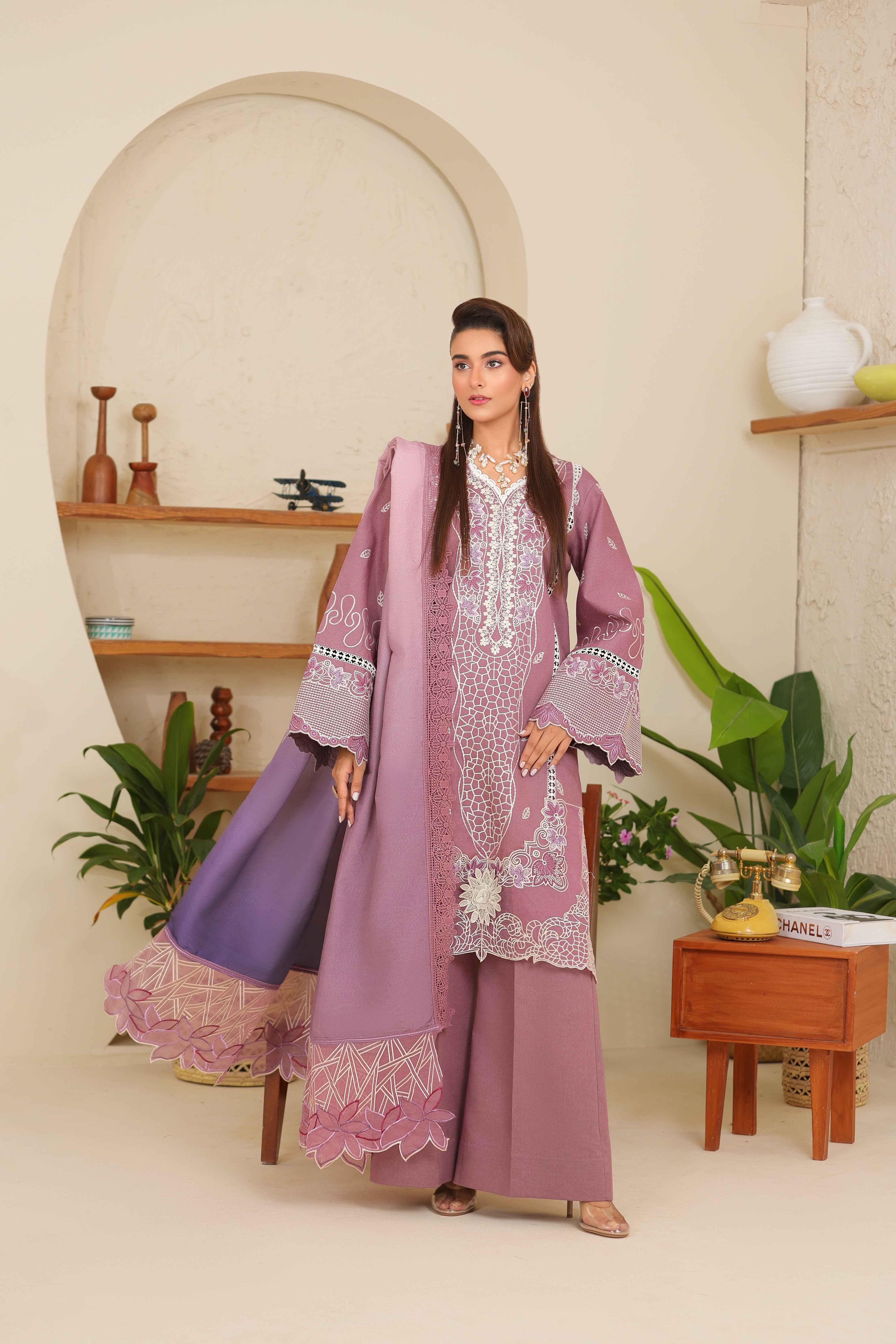 Sahiba By Huma Gul Unstitched 3 Piece Premium Winter Collection'2025-Viola HG-306