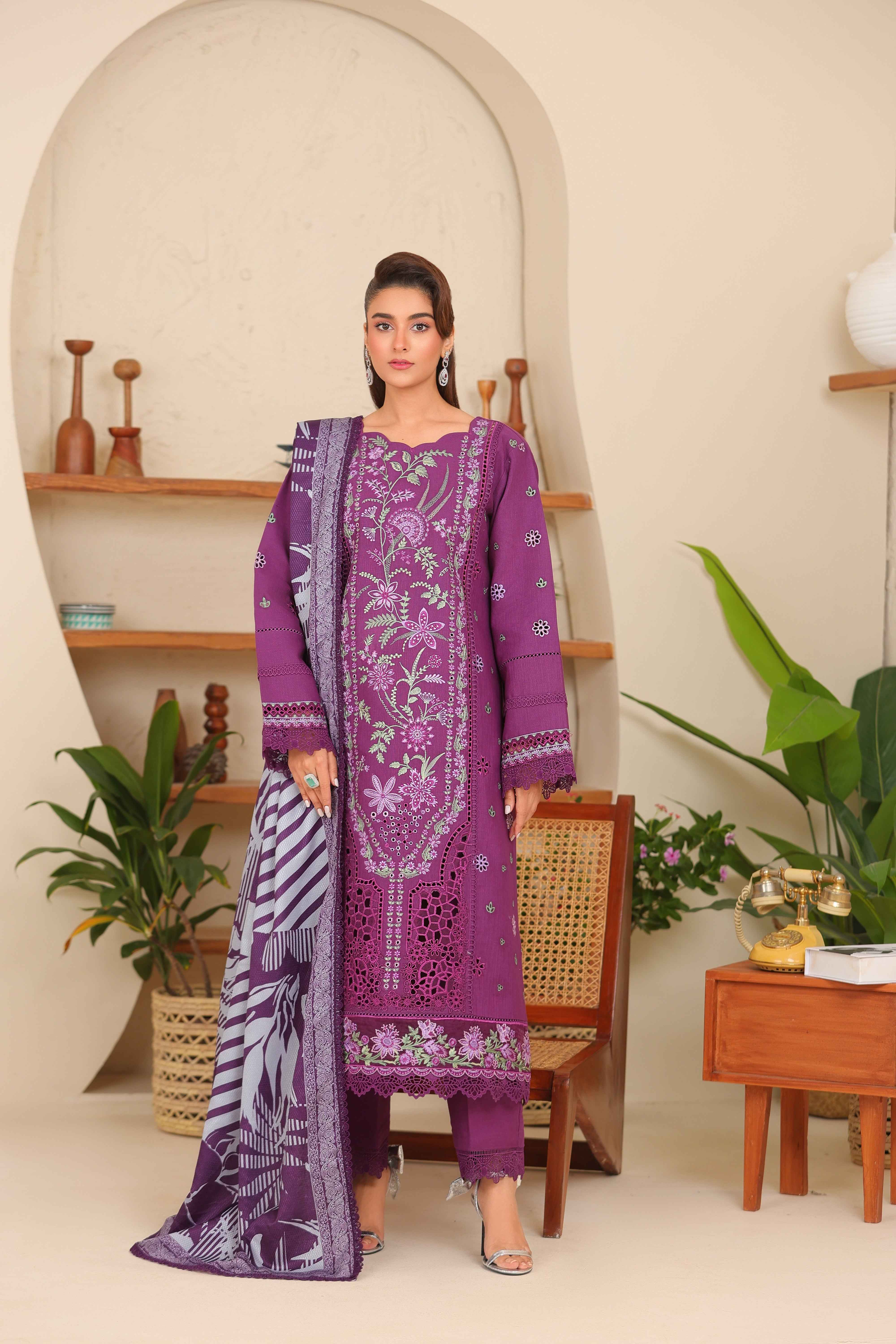 Sahiba By Huma Gul Unstitched 3 Piece Premium Winter Collection'2025-Prune HG-307