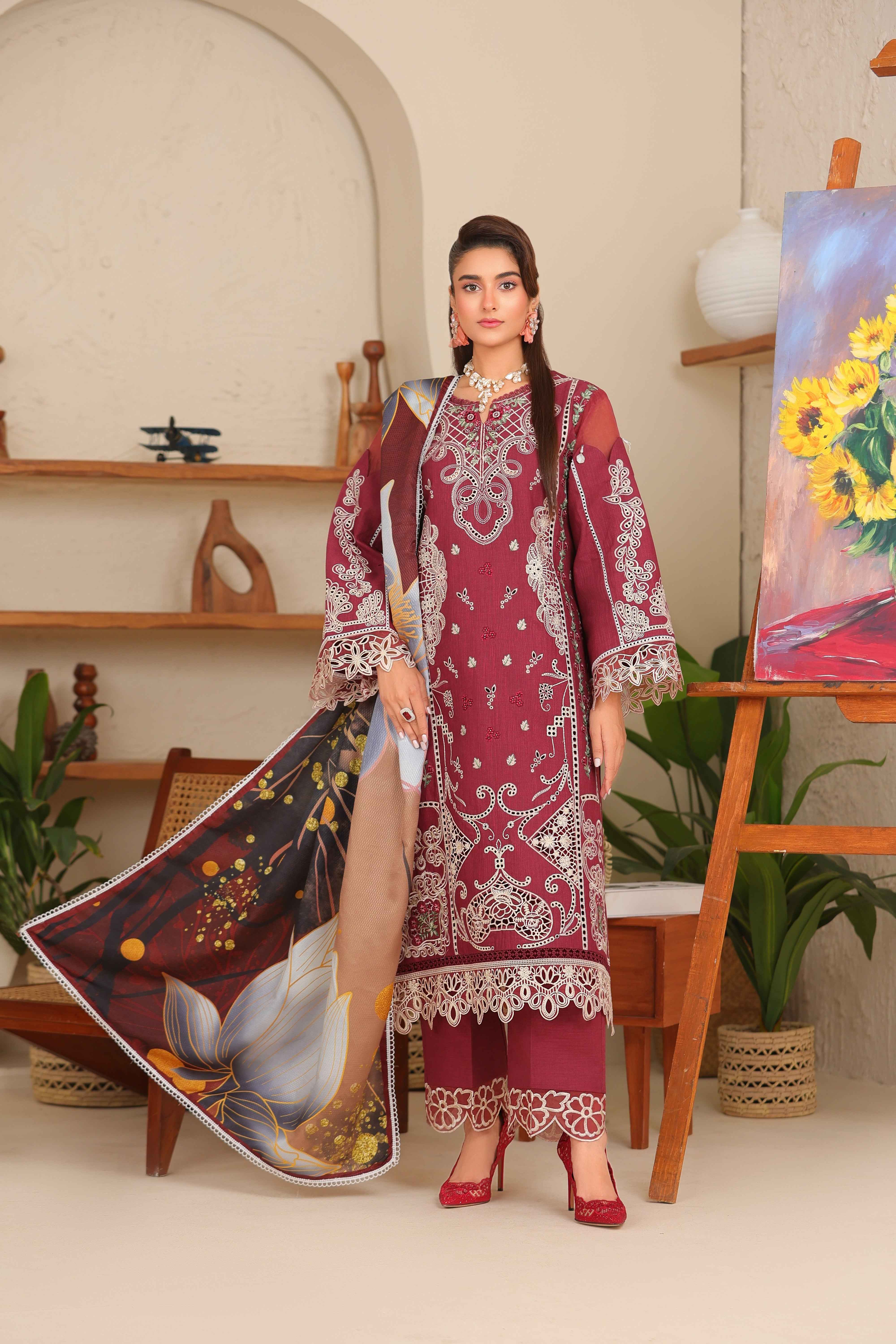 Sahiba By Huma Gul Unstitched 3 Piece Premium Winter Collection'2025-Rubra HG-304