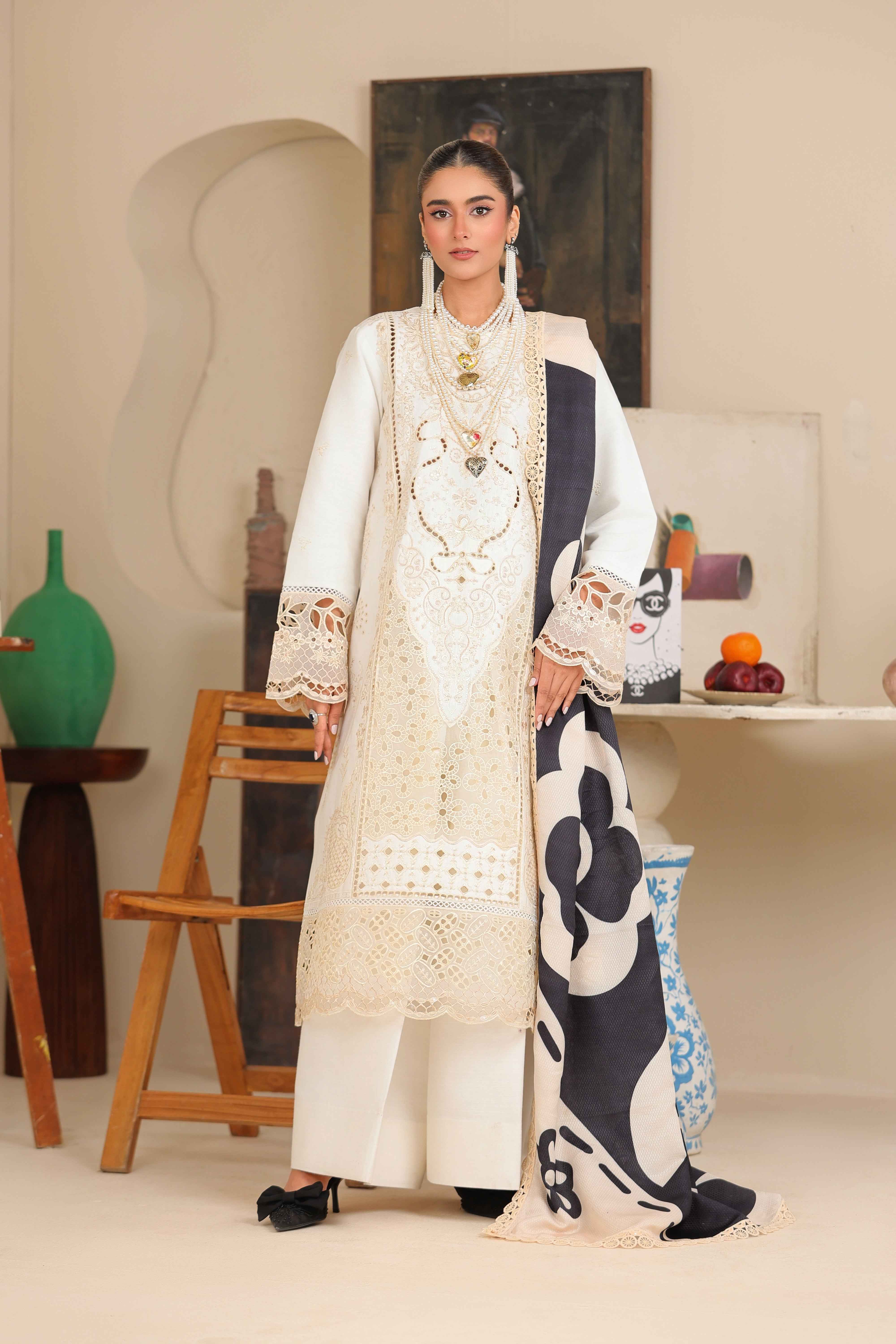 Sahiba By Huma Gul Unstitched 3 Piece Premium Winter Collection'2025-Cameo HG-301