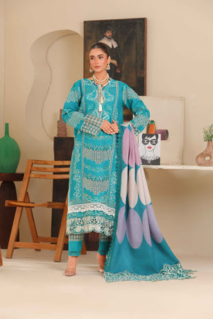 Sahiba By Huma Gul Unstitched 3 Piece Premium Winter Collection'2025-Turqis HG-302