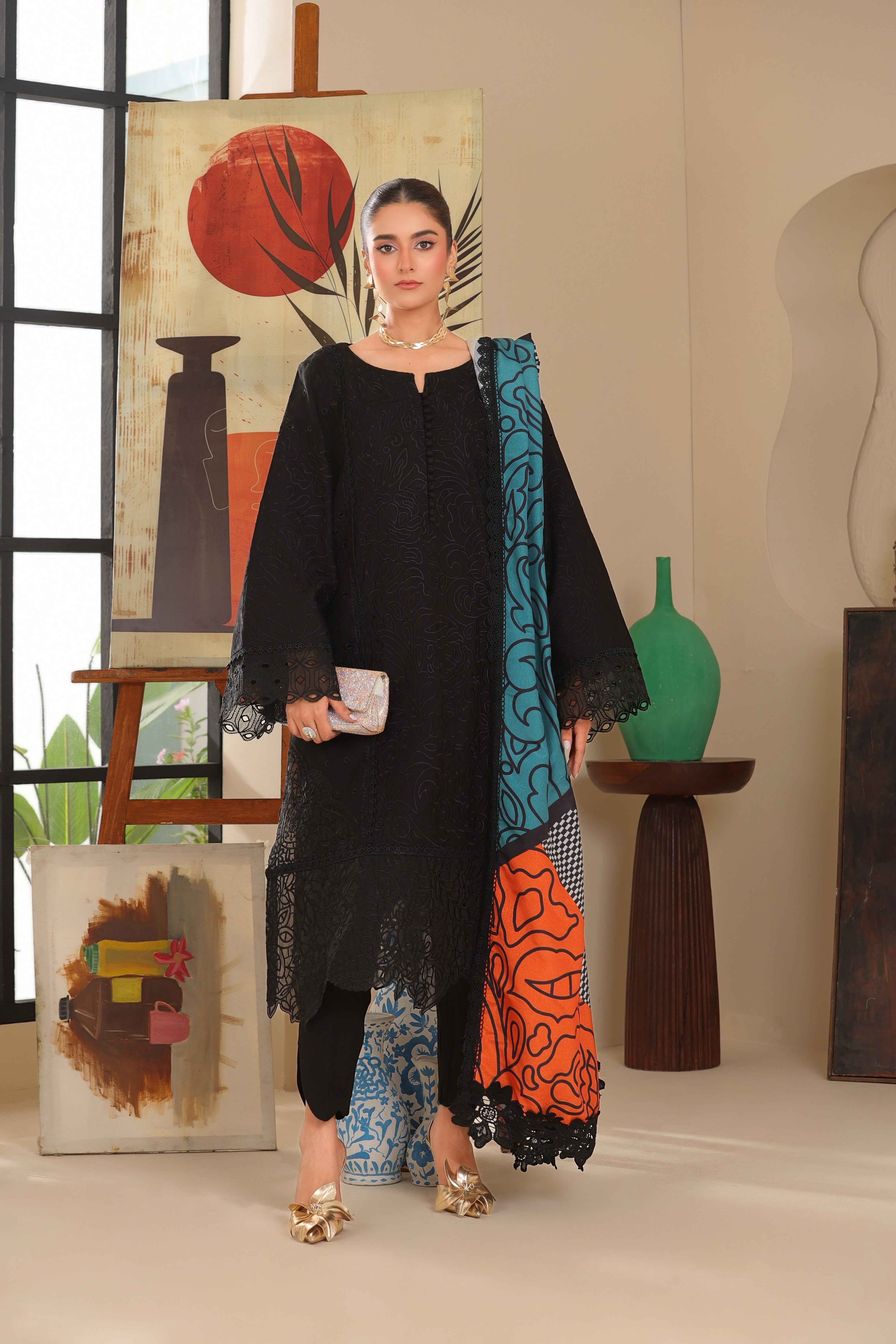 Sahiba By Huma Gul Unstitched 3 Piece Premium Winter Collection'2025-Onyx HG-308