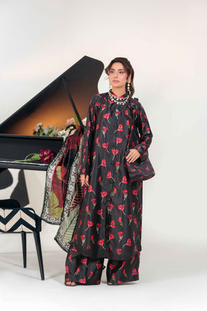 Vibrant Aura By Huma Gul Unstitched 3 Piece Satin Silk Edit Collection'2025-Nero HG-204