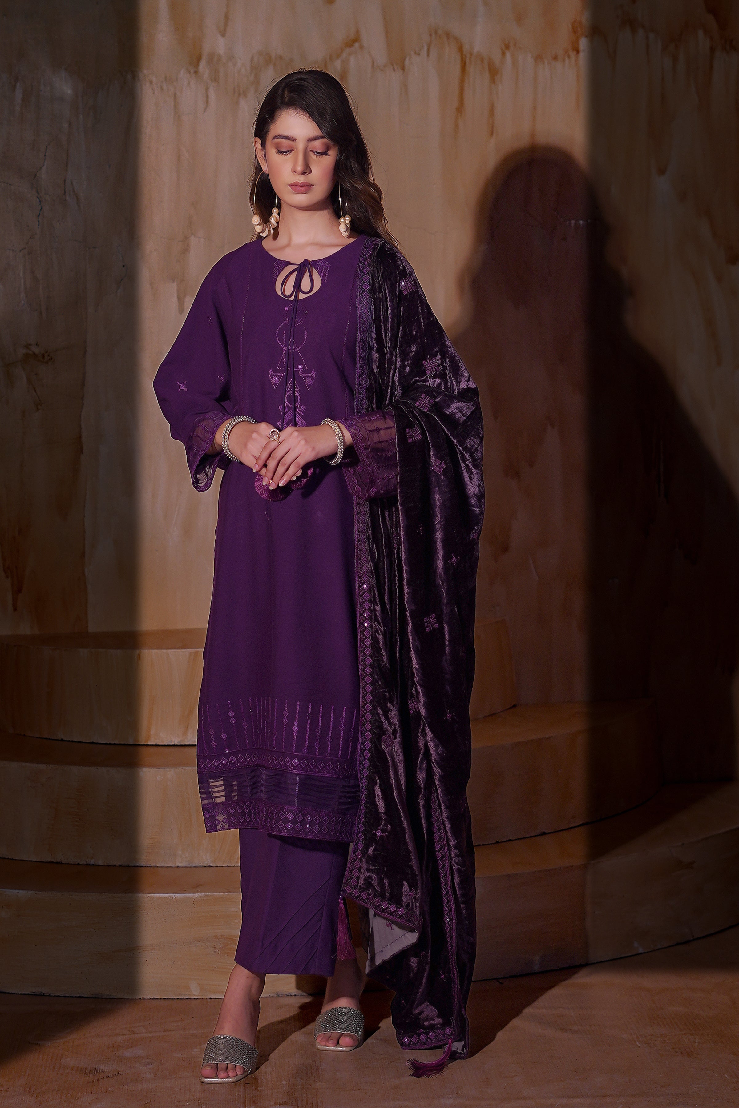 Aayra Stitched Winter Collection'2025-AY1142 - Mystic Plum 3Pc