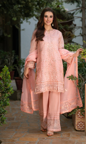Shamooz Stitched 3 Piece Formals Collection'2025-Tea Pink SE-020