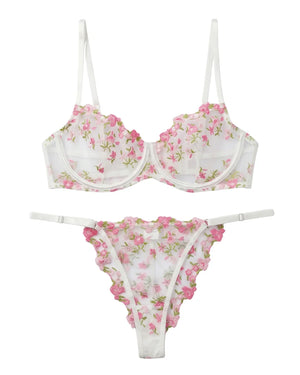 Non Padded Bra Set - Noir Rose - Pink