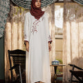 Hijabi.Pk Cream Embroidery Abaya | Serene Threads