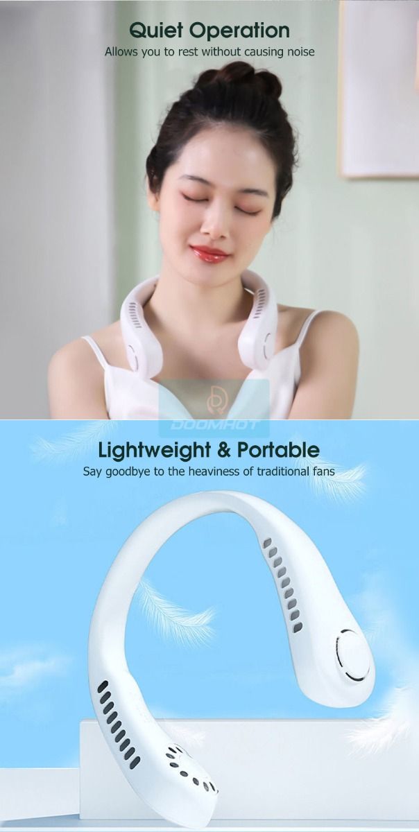 Neck Fan Portable Bladeless Fan Rechargeable 360° USB Cooling Fan - My Store