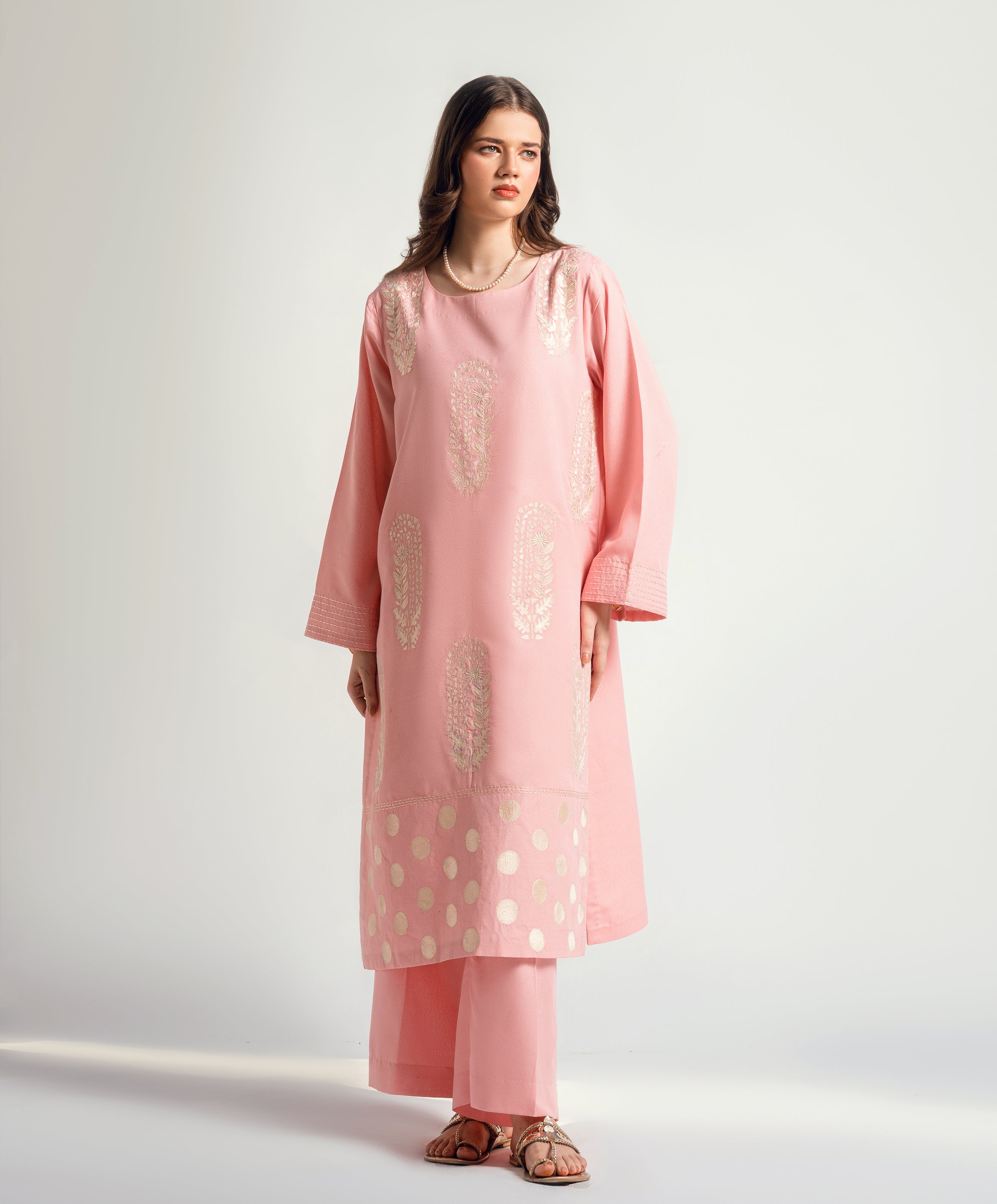 Winter Tales By Kaanthaa Stitched 2 Piece Winter Suit-Blush Daylight | 2 pc Stitched