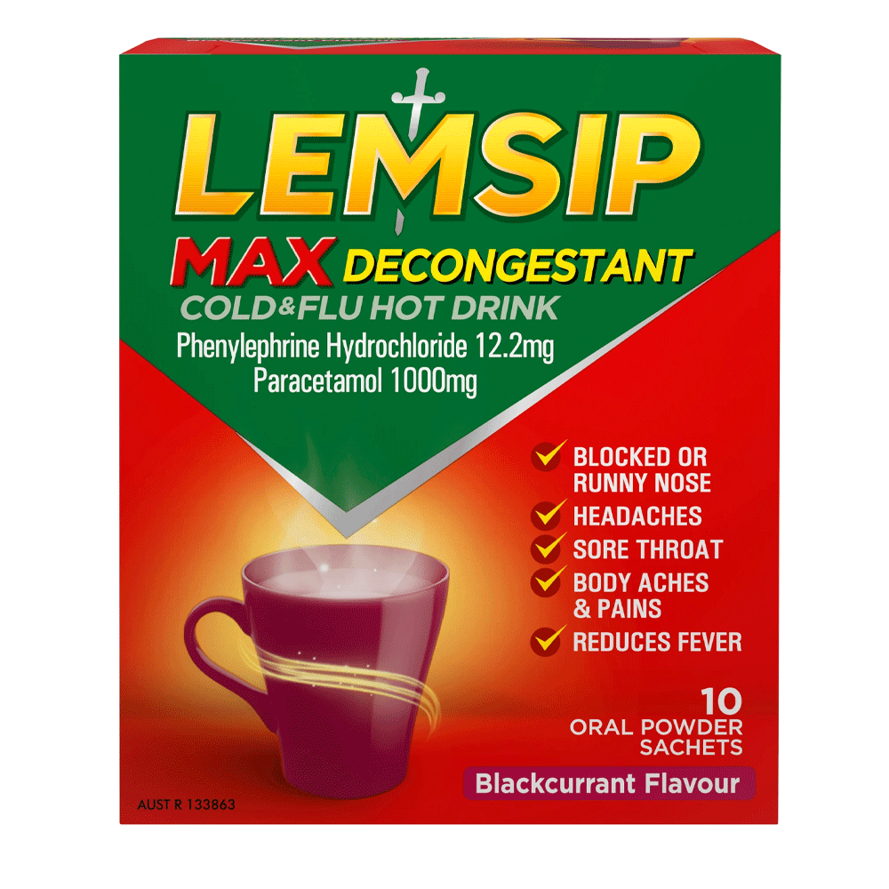 Lemsip Max Cold & Flu Blackcurrant Sachets 10s Box
