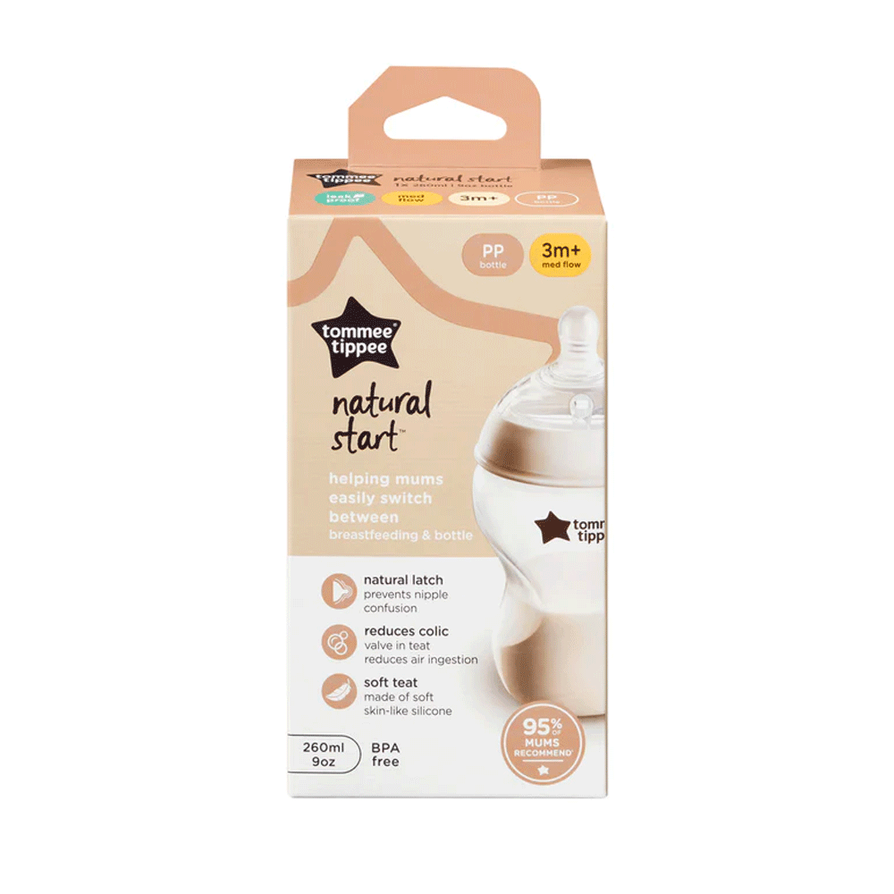Tommee Tippee Natural Start Bottles 3m+Med Flow 260ml - Snapcart.pk
