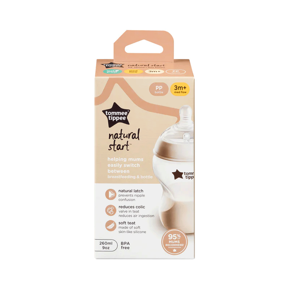Tommee Tippee Natural Start Bottles 3m+Med Flow 2x260ml - Snapcart.pk