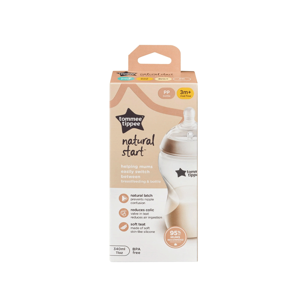Tommee Tippee Natural Star Pp Bottle 3m+med Flow 340ml - Snapcart.pk