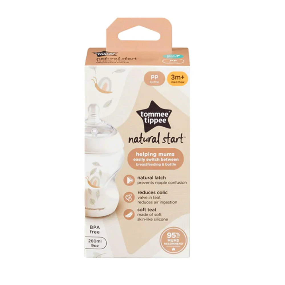 Tommee Tippee Natural Start Decorated Bottles 3m+Med Flow 260ml - Snapcart.pk