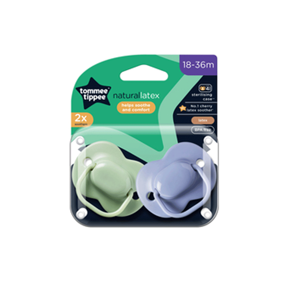 Tommee Tippee Natural Latex 2x Soothers 18-36m - Snapcart.pk